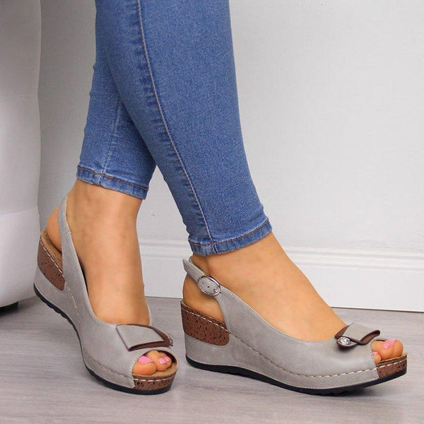 2019 Women Wedges Peep Toe Sandals Summer Platform Casual Rome Middle Heels Shoes Buckle Strap Female Pumps Ladies Beach Shoes