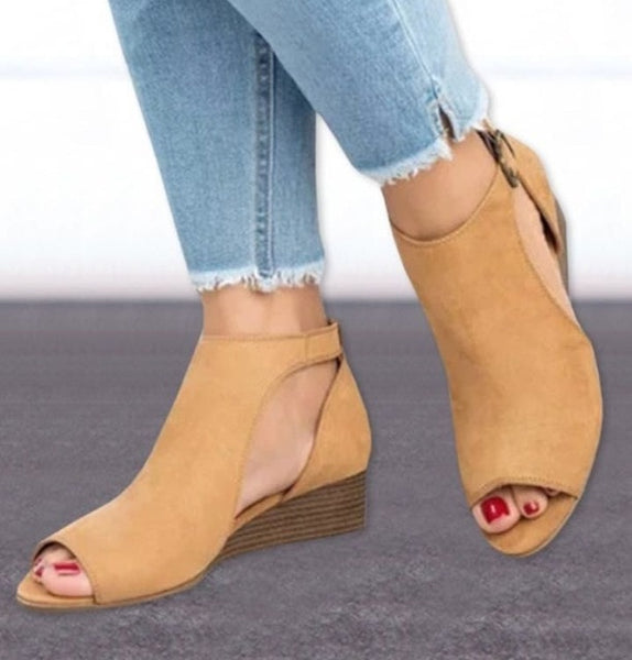 Women Shoes 2019 Wedge Buckles Fish Mouth Sandals Gladiator Women Sandals Mid-heeled Shoes Ladies Fashion Summer Shoes 35-43